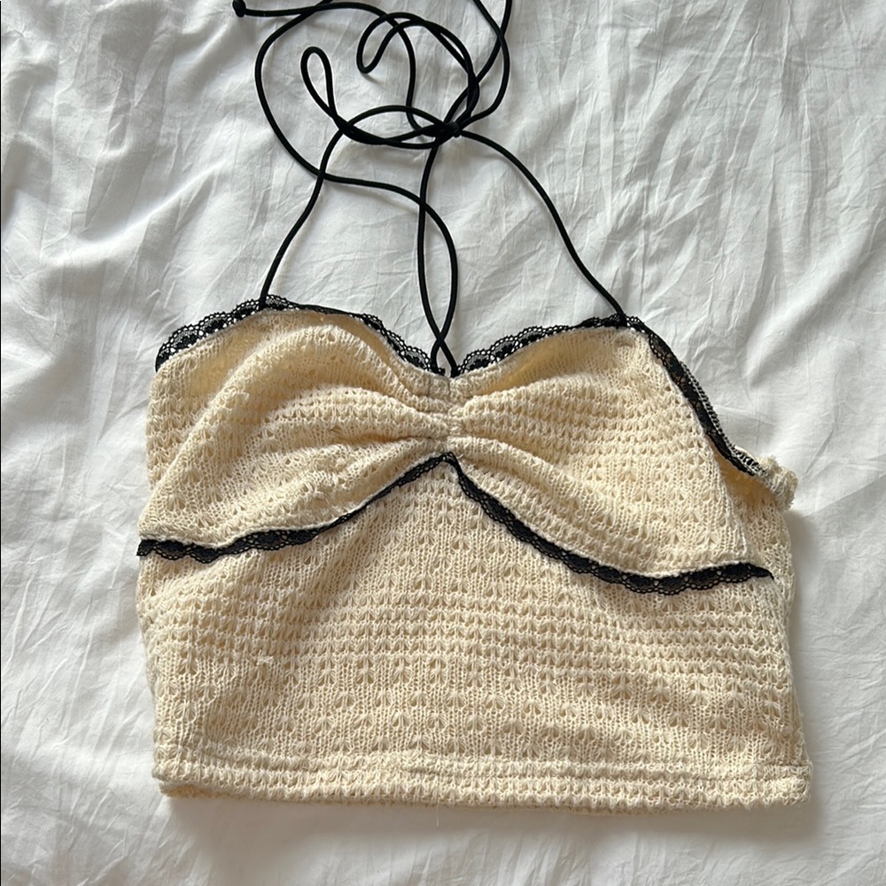 Elegant Cream Knit Women's Top